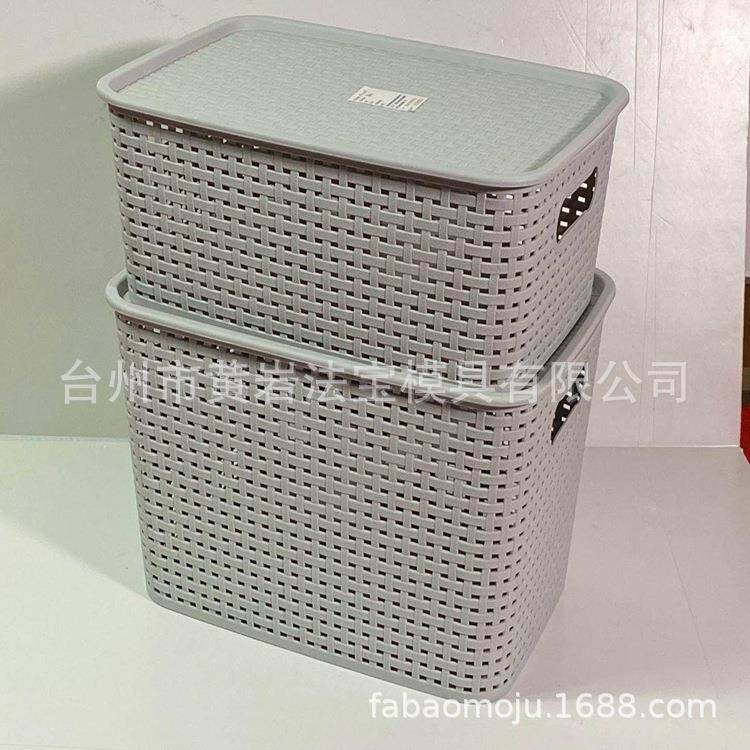 藤条收纳篮桌面玩具收纳盒衣物整理储物盒塑料收纳箱塑料模具