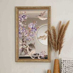 中式 花鸟镜子装 饰画中国风入户玄关餐边柜摆客厅卧室餐厅镜子挂画