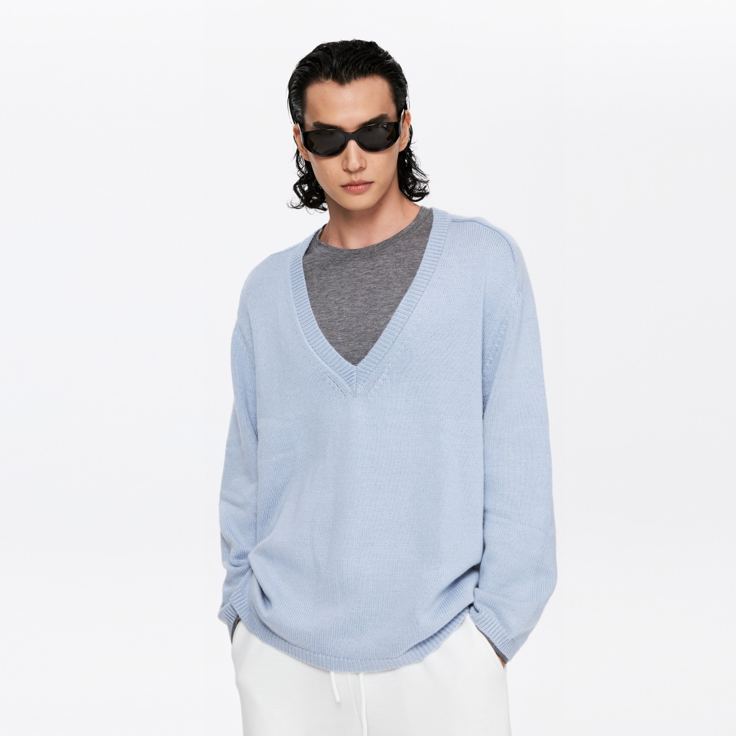 Oneup羊毛V领宽松长袖毛衣2025秋冬新款保暖高级叠穿针织衫男女士,男装,针织衫/毛衣,淘宝优惠券,粉丝福利购,淘宝优惠卷