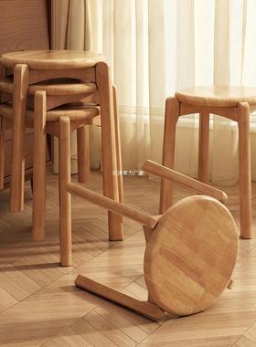 凳子家用圆凳子客人备用凳子加厚可叠放餐凳餐椅不占空间的高凳子