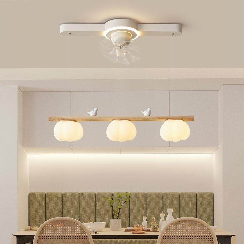 2024年新款一体餐厅风扇吊灯摇头风扇灯简约原木奶油小鸟棉花吊灯,家装灯饰光源,其它灯具灯饰,淘宝优惠券,粉丝福利购,淘宝优惠卷