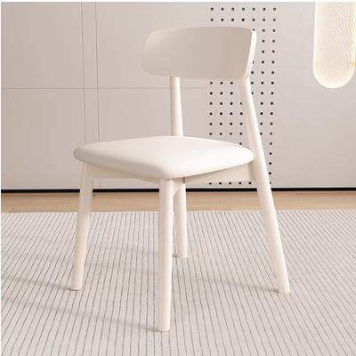 实木餐椅家用奶油风白色化妆凳椅子靠背椅客厅餐桌椅凳简约木椅