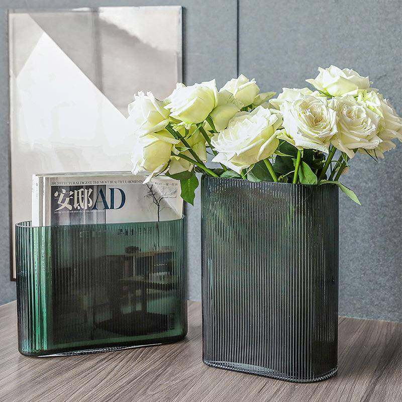 视远冷淡风高级感北欧花瓶玻璃中古插花轻奢简约竖纹创意摆件,基础建材,脚轮/万向轮,淘宝优惠券,粉丝福利购,淘宝优惠卷