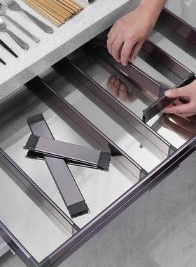 BK9K厨房橱柜拉篮工具篮单层太空铝抽屉式厨柜内置物架分隔收