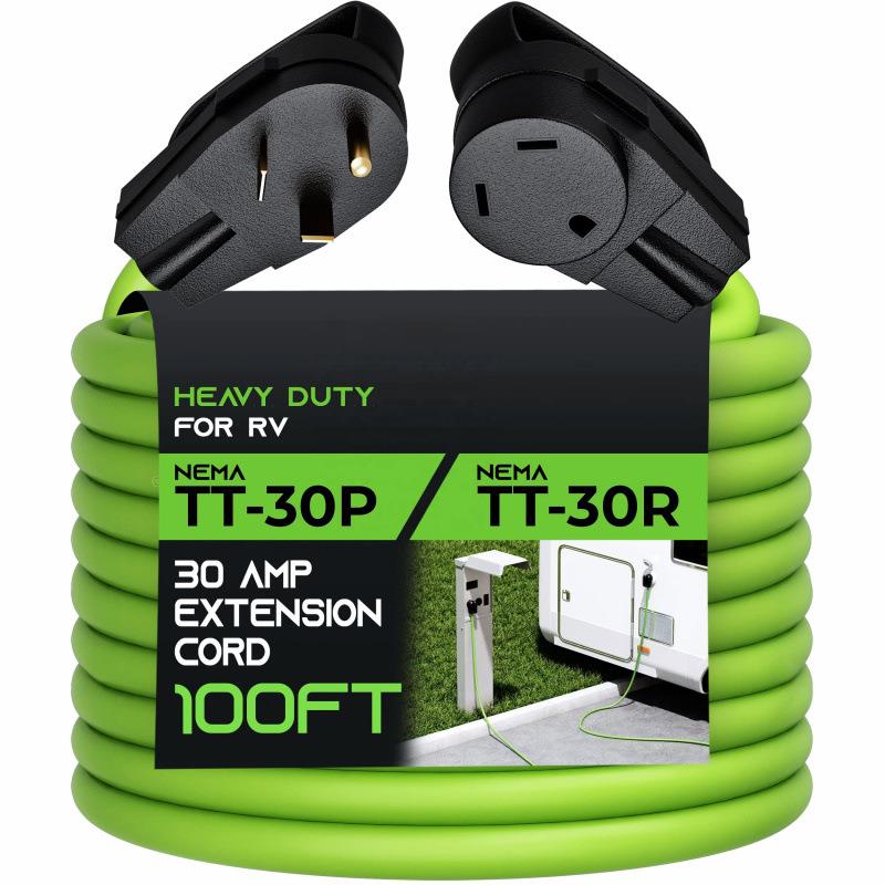 延长线制造商3针100FT125V户外露营车电源线30安培延长线