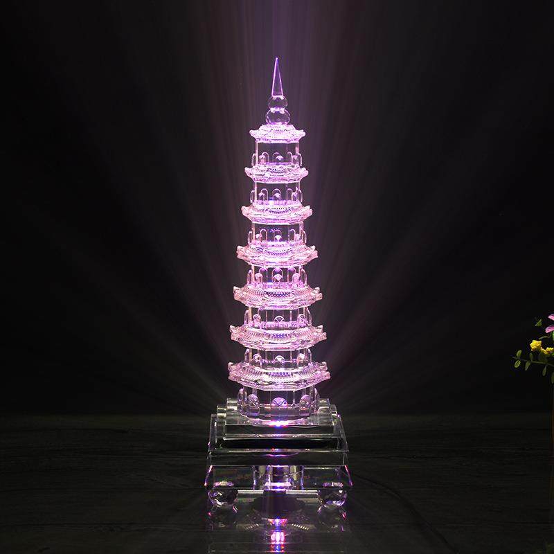 桌面K9人造水晶文昌塔摆件7层家居书房办公室9层水晶工艺装客厅