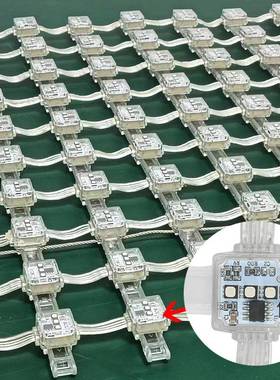 LED透明像素屏亮化广告动画屏平面室内户外墙玻璃柔性卷帘网格屏