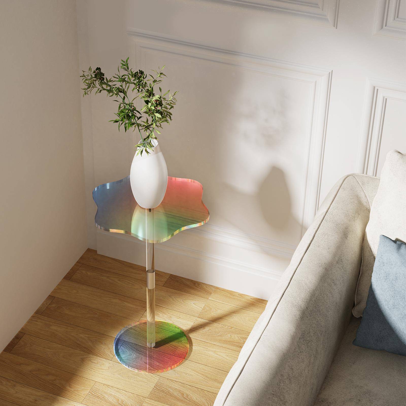 简约炫彩透明亚克力茶几边几时尚角几现代小圆桌小空间饮料桌