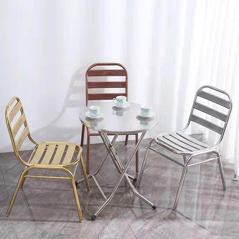 商用餐饮夜市烧烤店靠背椅简易家具单人休闲椅便携户外不锈钢椅子