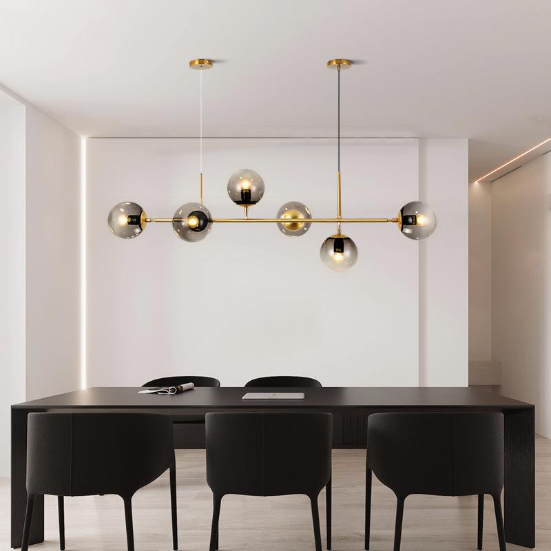 北欧全铜创意餐桌灯设计师轻奢饭厅现代简约长条魔豆极简餐厅吊灯