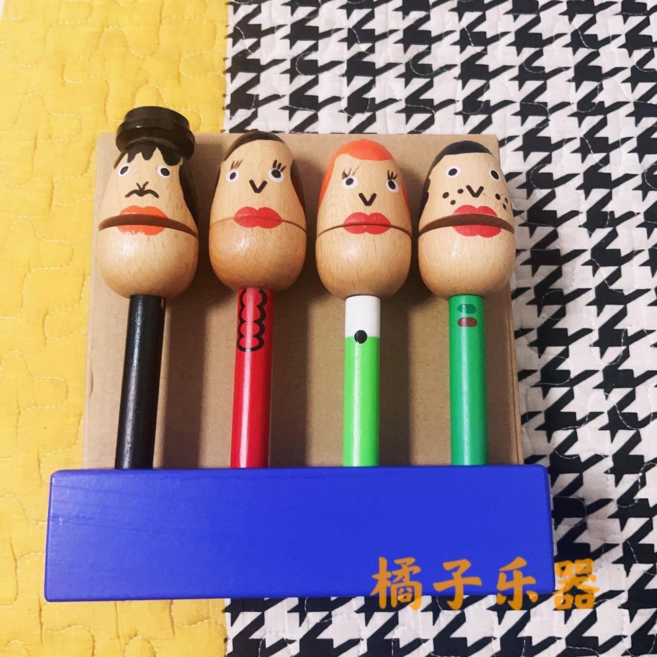 木偶梆子响板奥尔夫打击乐器早教卡通教具口才用手柄快板音乐教具