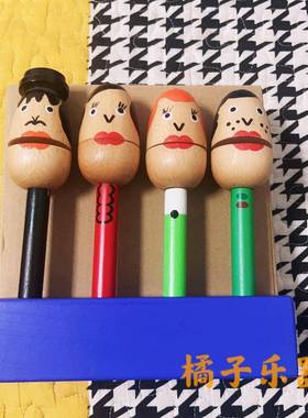 木偶梆子响板奥尔夫打击乐器早教卡通教具口才用手柄快板音乐教具