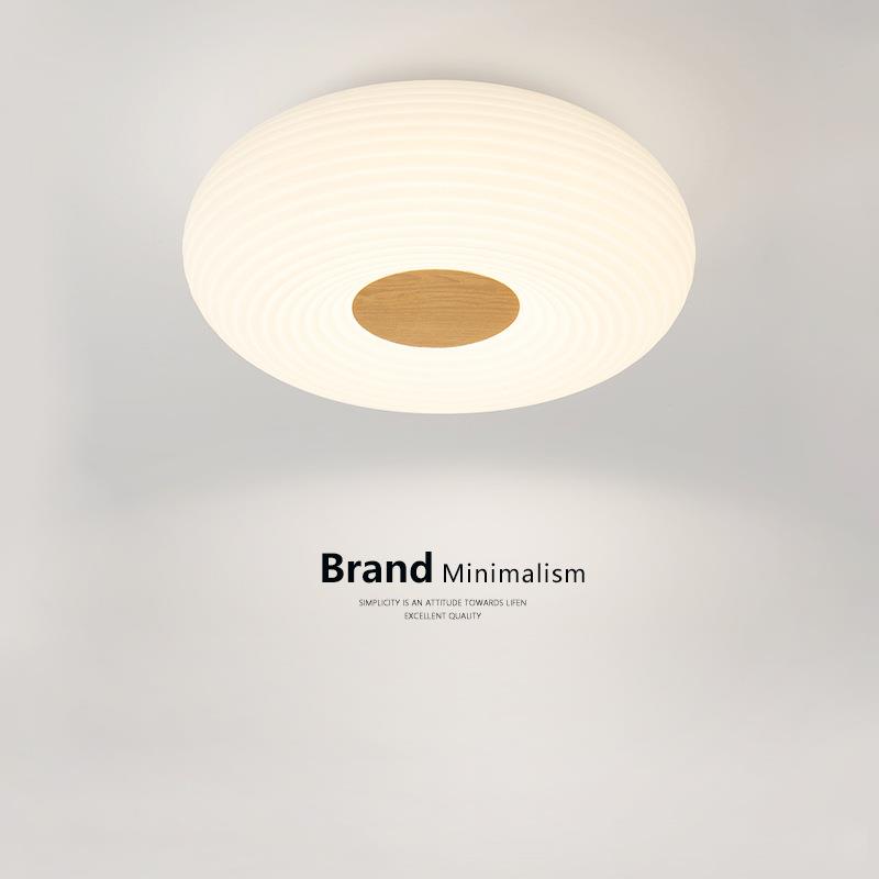 原木纹卧室吸顶灯现代简约日式奶油风北欧田园民宿温馨书房间灯具