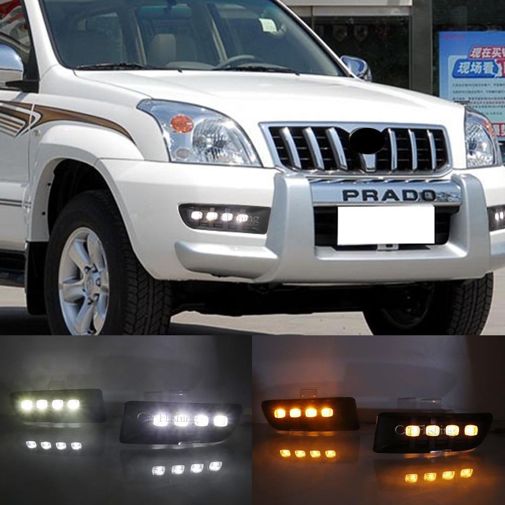 适用于丰田03-09款普拉多PRADO霸道LED雾灯FJ120日行灯流水转向灯