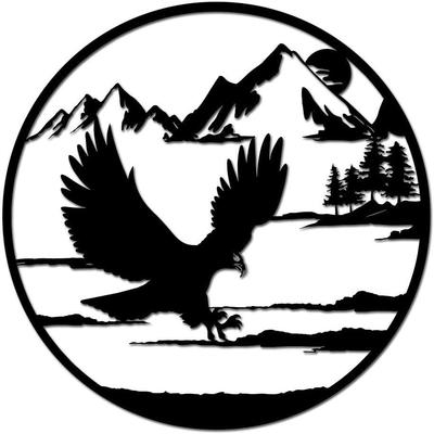 金属墙壁艺术装饰山中的秃鹰墙壁悬挂家庭办公室客厅墙壁装饰