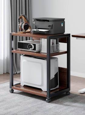 打印机置物架落地办公室多层移动收纳铁艺整理柜工位电脑主机托架