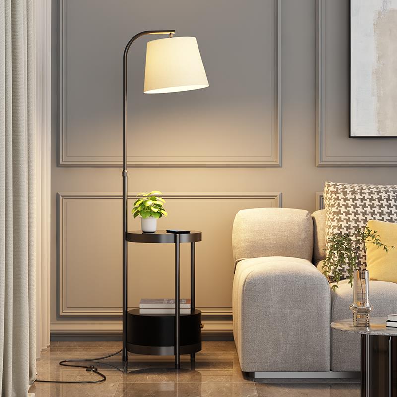 带茶几落地灯客厅卧室床头沙发旁边几摆件轻奢高级感美式置物台灯