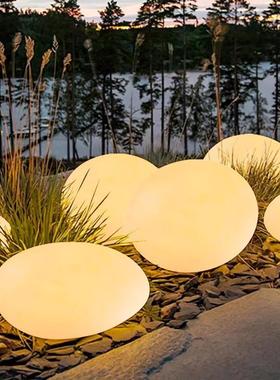 LED户外防水草坪灯太阳能石头灯别墅花园庭院景观灯仿真鹅卵石灯