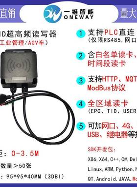 超高频RFID工业读写器可直连PLCModBus协议读卡器语音播报读头