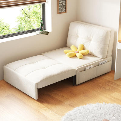 HE木屋沙发床奶油风小户型多功能可折叠沙发网红可伸缩阳台单人椅