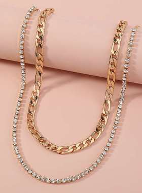 Fashionable and simple multi-layer diamond inlaid thick chai