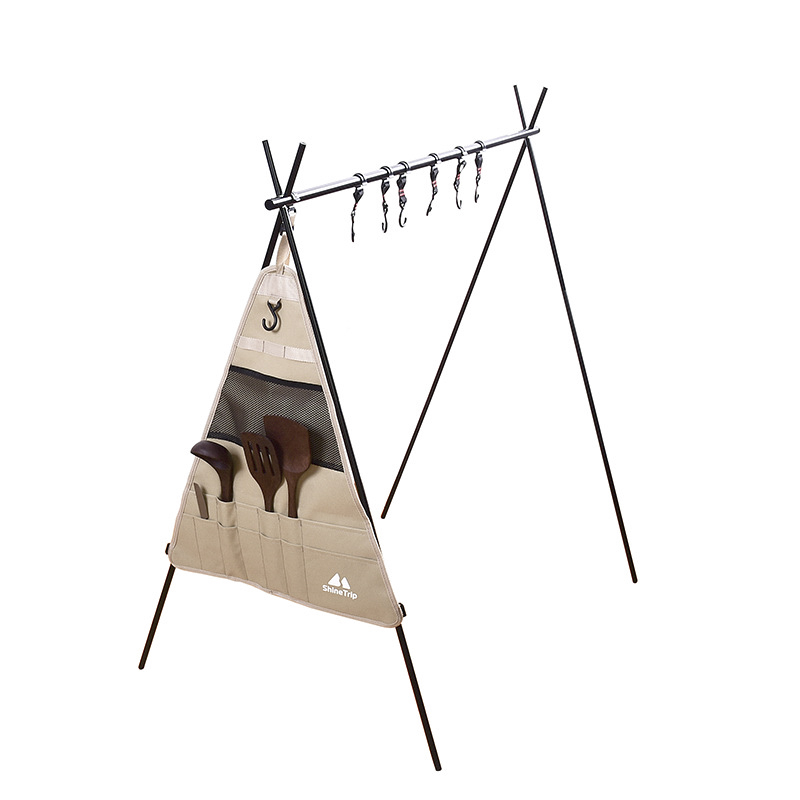 户外露营支架铝合金三脚架多功能置物架挂架野营装备自驾游晾衣杆