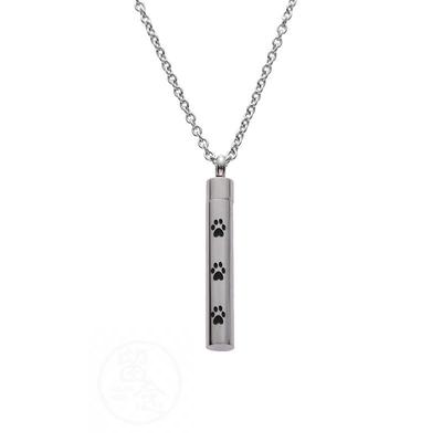 -Titanium Steel Perfume Bottle Paw Print Urn Necklace Memori
