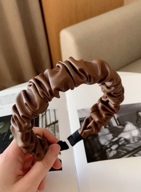 2022 New Women Headband PU Leather Retro Hairbands for Women