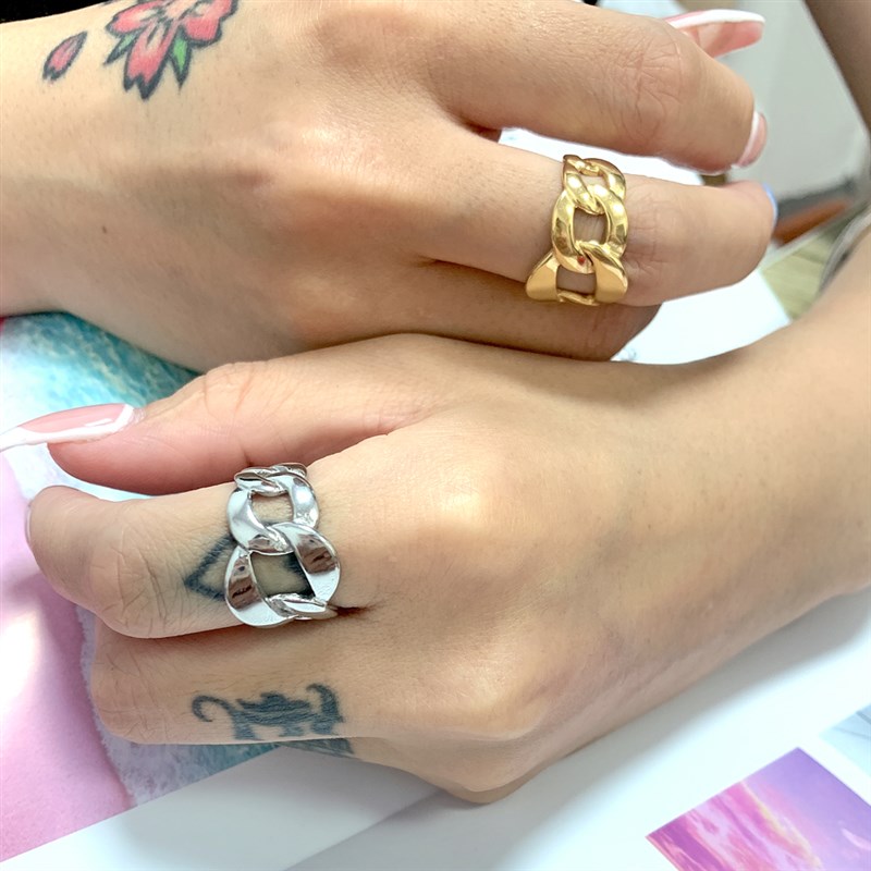 New Design Stainless Steel Chain Ring For Woman Fashion Kore