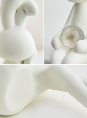 现代简约坐姿小兔子摆件家居客厅桌面电视柜酒柜吊脚娃娃装饰品