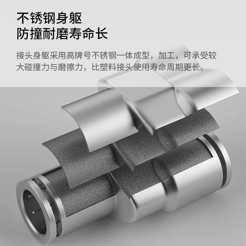 气动快速接头气管Y型三通BXGPY对接快插不锈钢高压4/6/8/10/12/14