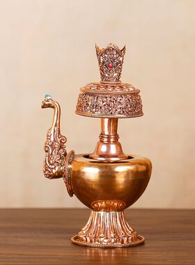 新品尼泊尔d红铜雕花贲巴壶净水壶尼泊尔密宗净水瓶家用供奉摆件