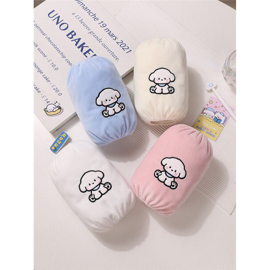 套袖女2024新款冬季袖套短款防脏办公室护袖奶白色可爱毛绒