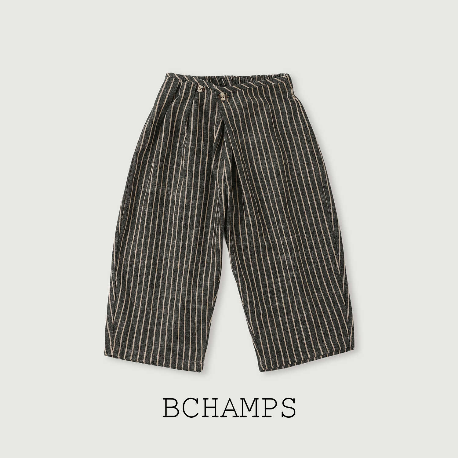 Bchamps【向日】男女童夏季棉麻长裤竖条纹外穿宽松阔腿BCSMP030