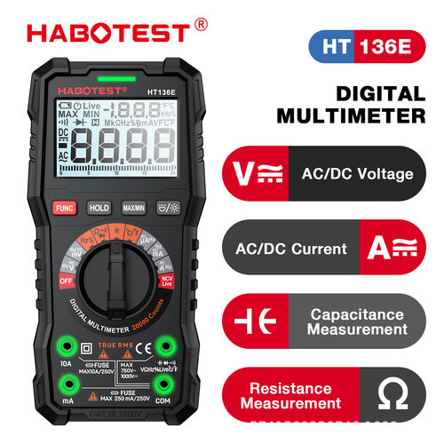 HABOTEST /华博HT136A/E 智能防烧万用表 1000V AC/DC跨境热销