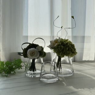 简约现代透明加厚梯形玻璃花瓶鲜花水培花艺茶几吧台软装摆件