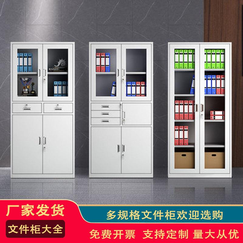 现代简约文件柜落地铁皮钢制档案凭证柜带锁收纳储物多门更衣柜