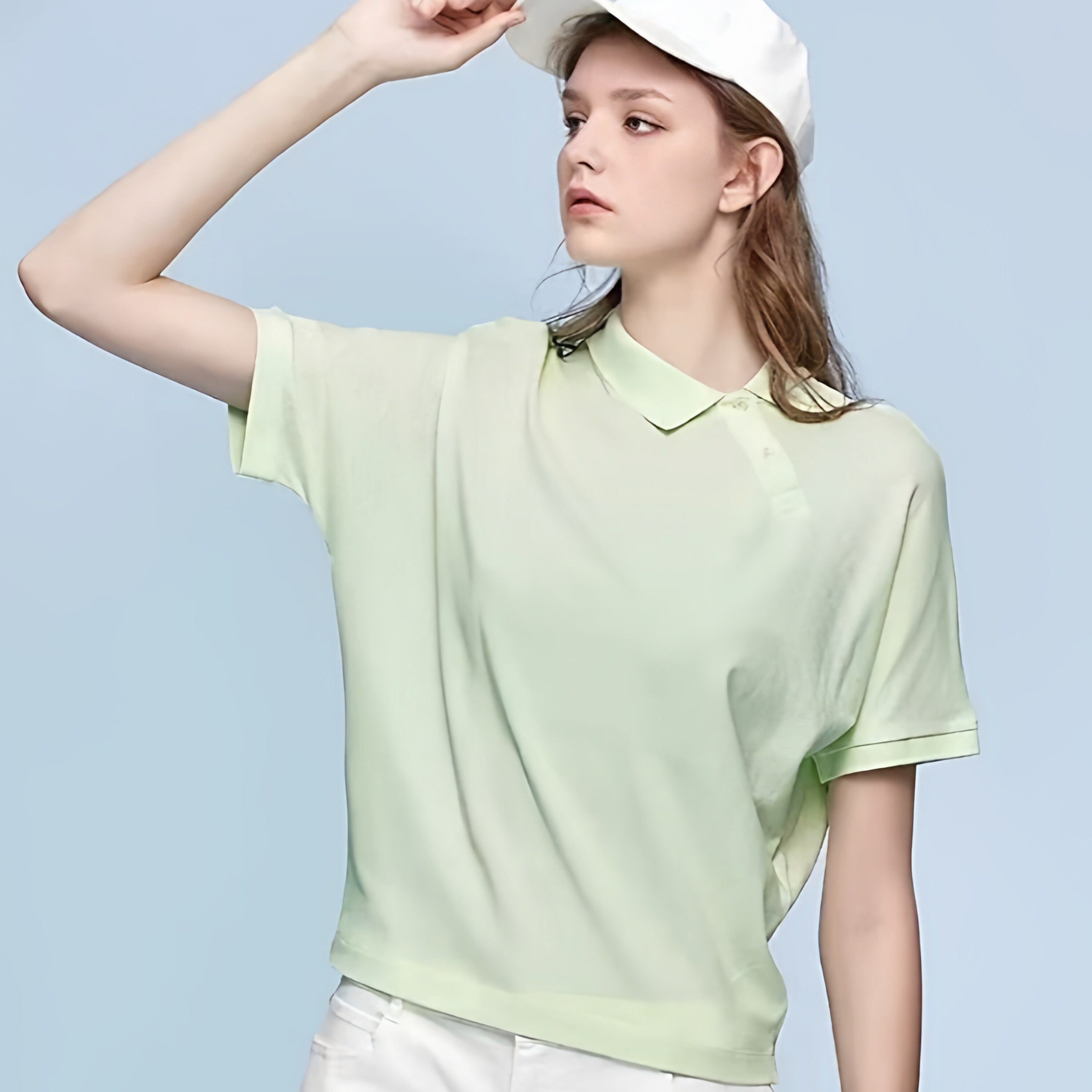 夏季商场同款宽松POLO领T恤女