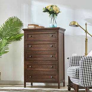 美式全实木斗柜简约五六斗橱卧室储物柜抽屉柜客厅收纳柜熙和家具