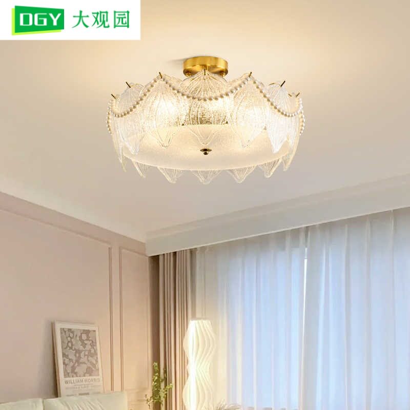 大观园卧室灯led吸顶灯法式轻奢水晶灯具现代简约主卧房间灯413L