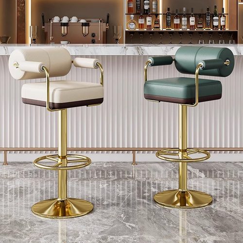 现代简约酒吧椅轻奢设计师款酒店前台酒吧家用岛台可升降高吧凳子