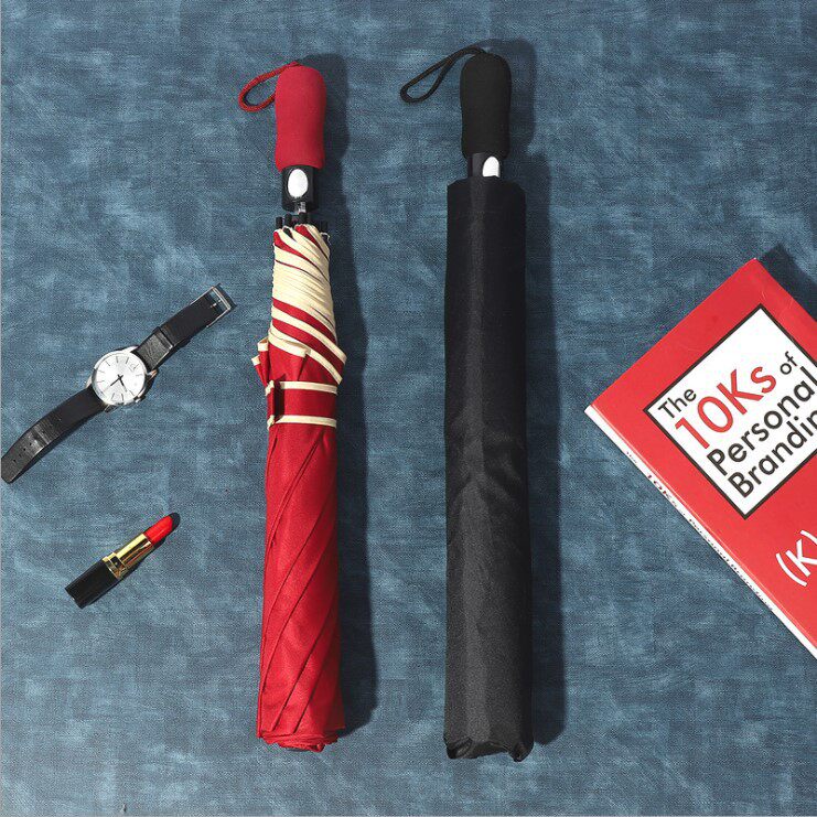 二折雨伞男士自动折叠伞大号加固结实双层晴雨两用两折伞新品