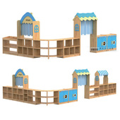 蓝色海洋区角柜.收纳柜.幼儿园玩具柜组合柜实木儿童储物柜教具柜