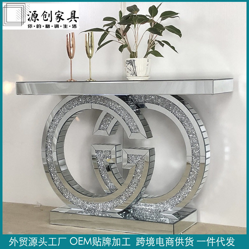 轻奢玄关柜现代简约家具镜面装饰隔断入户玄关台