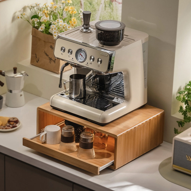 厨房家用咖啡机微波炉烤箱置物架餐桌台面抽拉式防尘杯子收纳架子