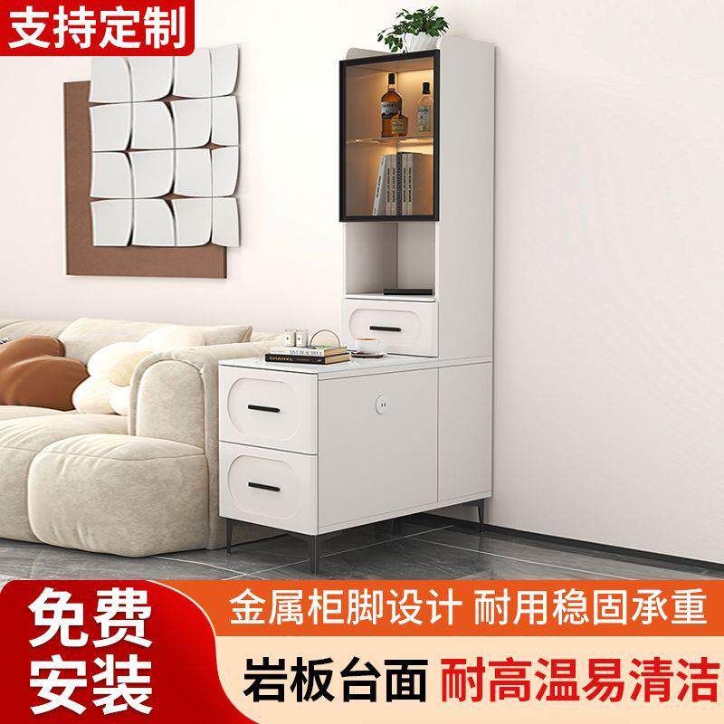 岩板沙发边柜侧边柜客厅家用角几柜置物架现代简约边桌小茶几边g^