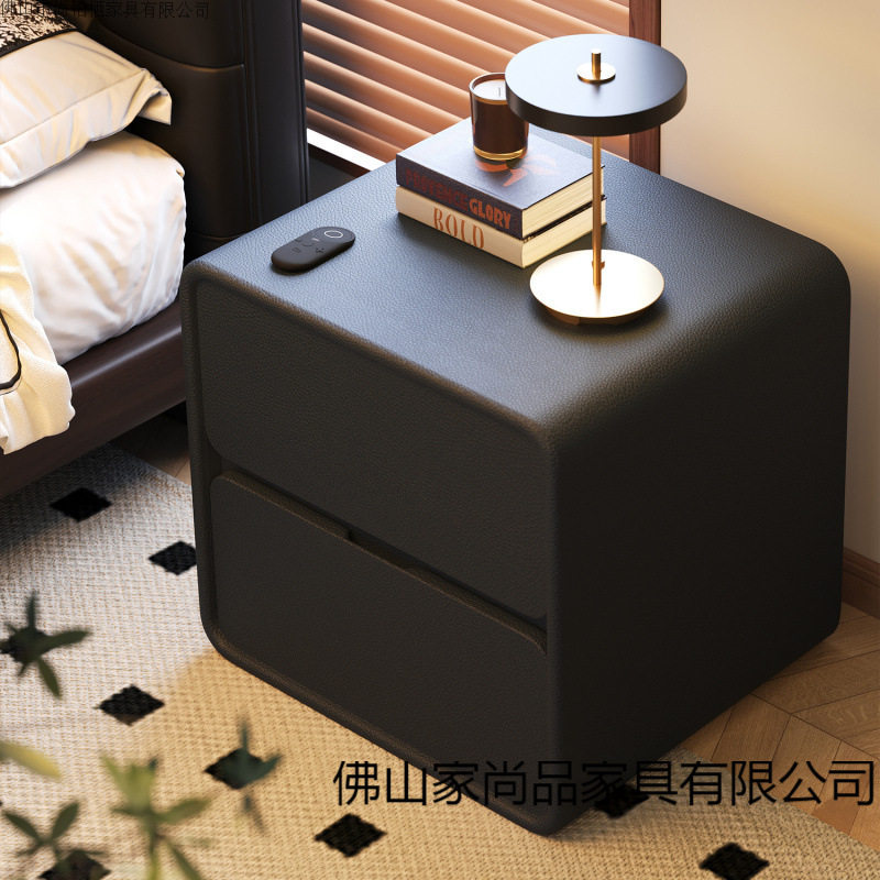 黑色床头柜现代简约2026新款卧室床边柜实木置物收纳柜简易储物柜