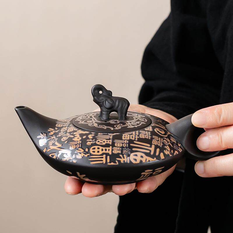 遇热变色紫砂泡茶壶手工创意金福凤鸣壶出水鸟叫紫砂壶茶杯小套装