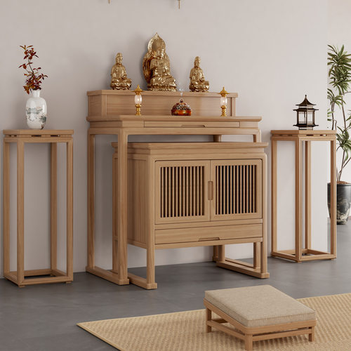 带门供桌实木黑胡桃神台佛台家用