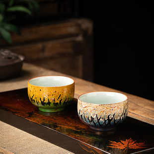 大漆茶杯福州漆器茶具品茗杯犀皮漆主人杯子纯手工陶瓷中式主人杯